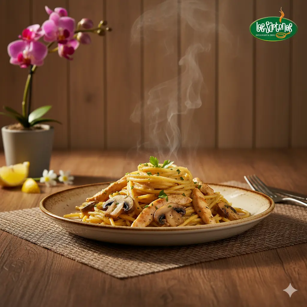 Espagueti Di Pollo Con Champinones - Los Sartenes Loja